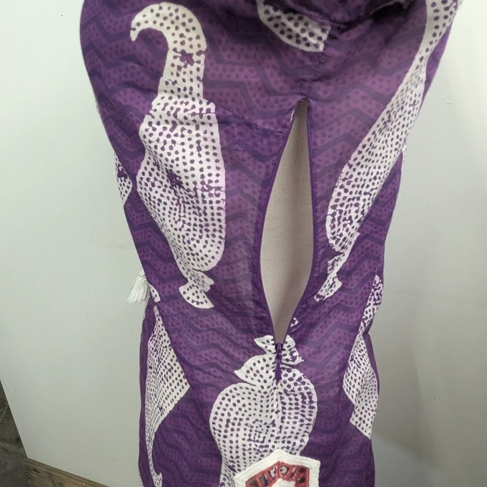 Tory Burch Cotton Purple Paisley Tunic Top Beaded Mirror And Embroidery 0 Loose